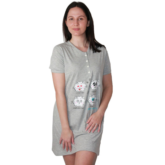 Loja do Pijama Camisa de Dormir Maternidade Cinzenta