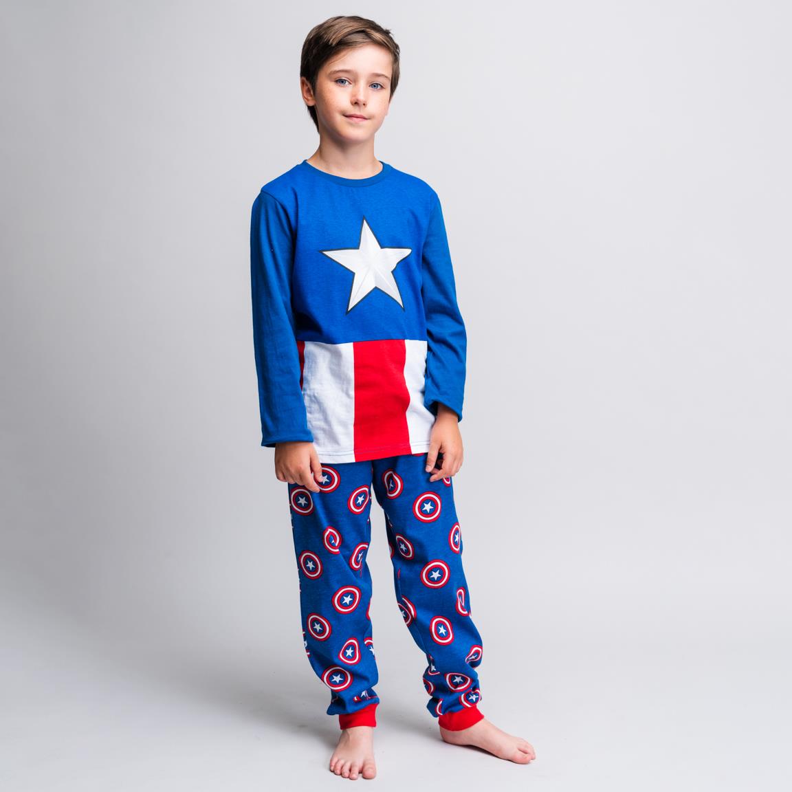 Capitão América| Pijama - Manga Comprida - Juvenil -  Unissexo - Azul