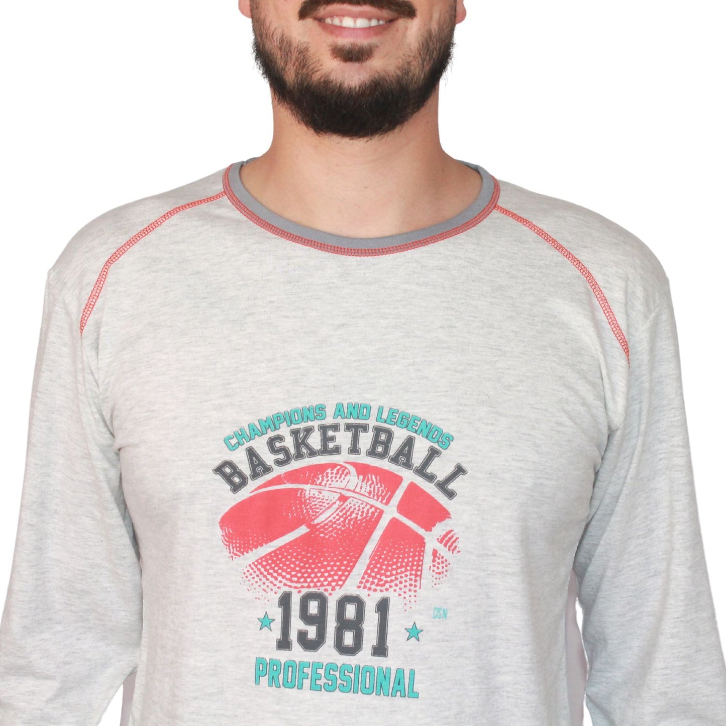 Desana Pijama Homem Manga Comprida Basketball Cinzento