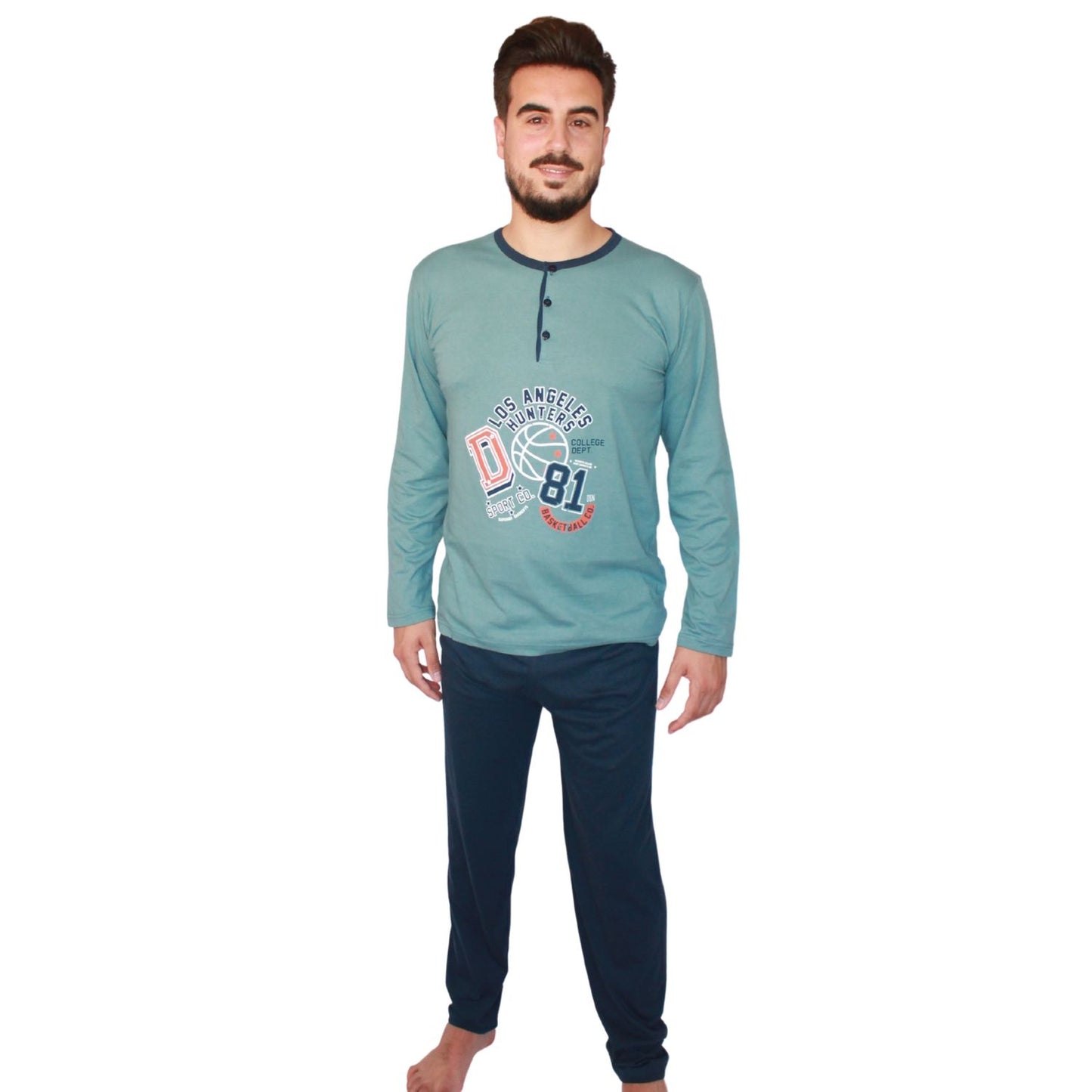 Desana Pijama Homem Manga Comprida Los Angeles Azul Petróleo