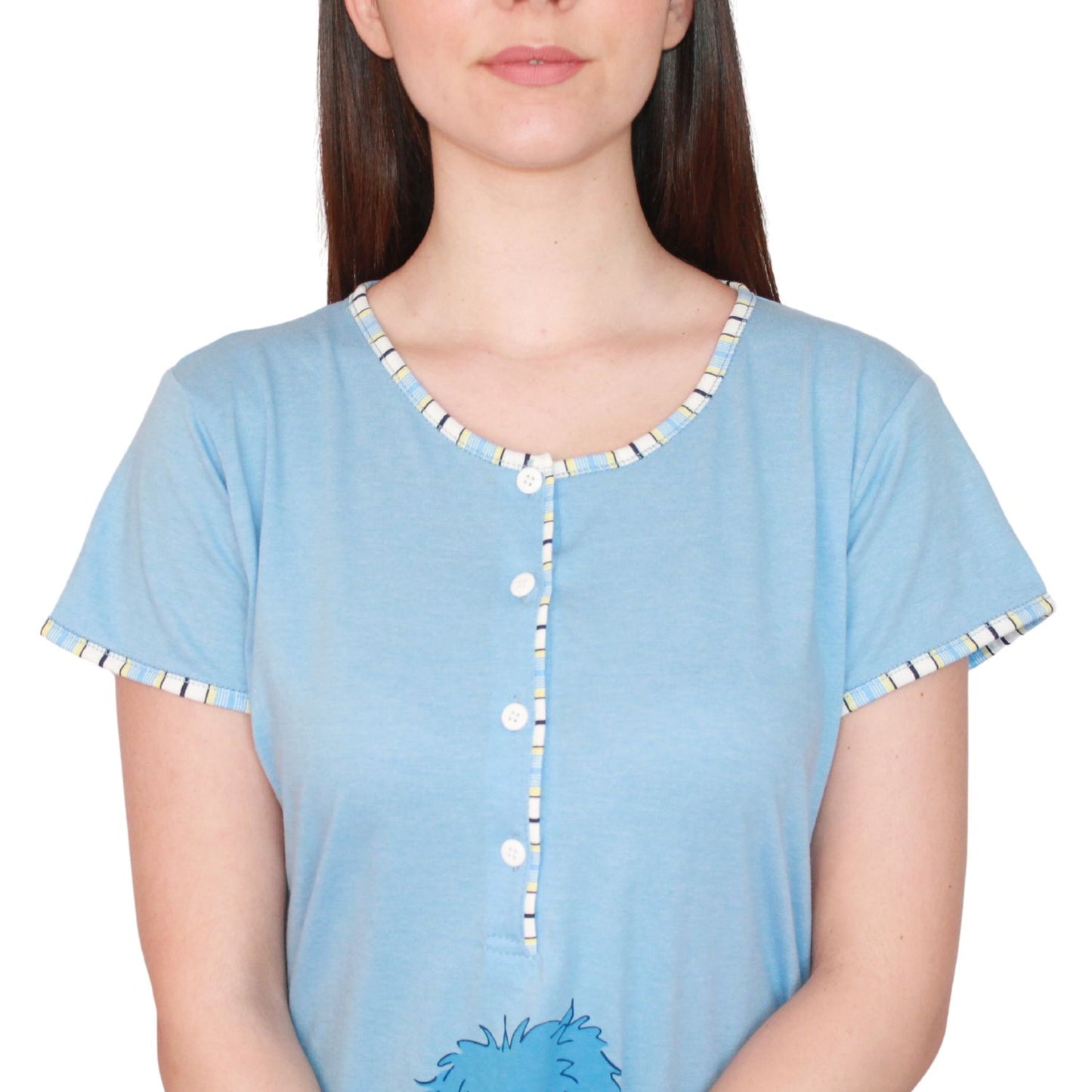 Desana Camisa de Maternidade de Manga Curta Azul