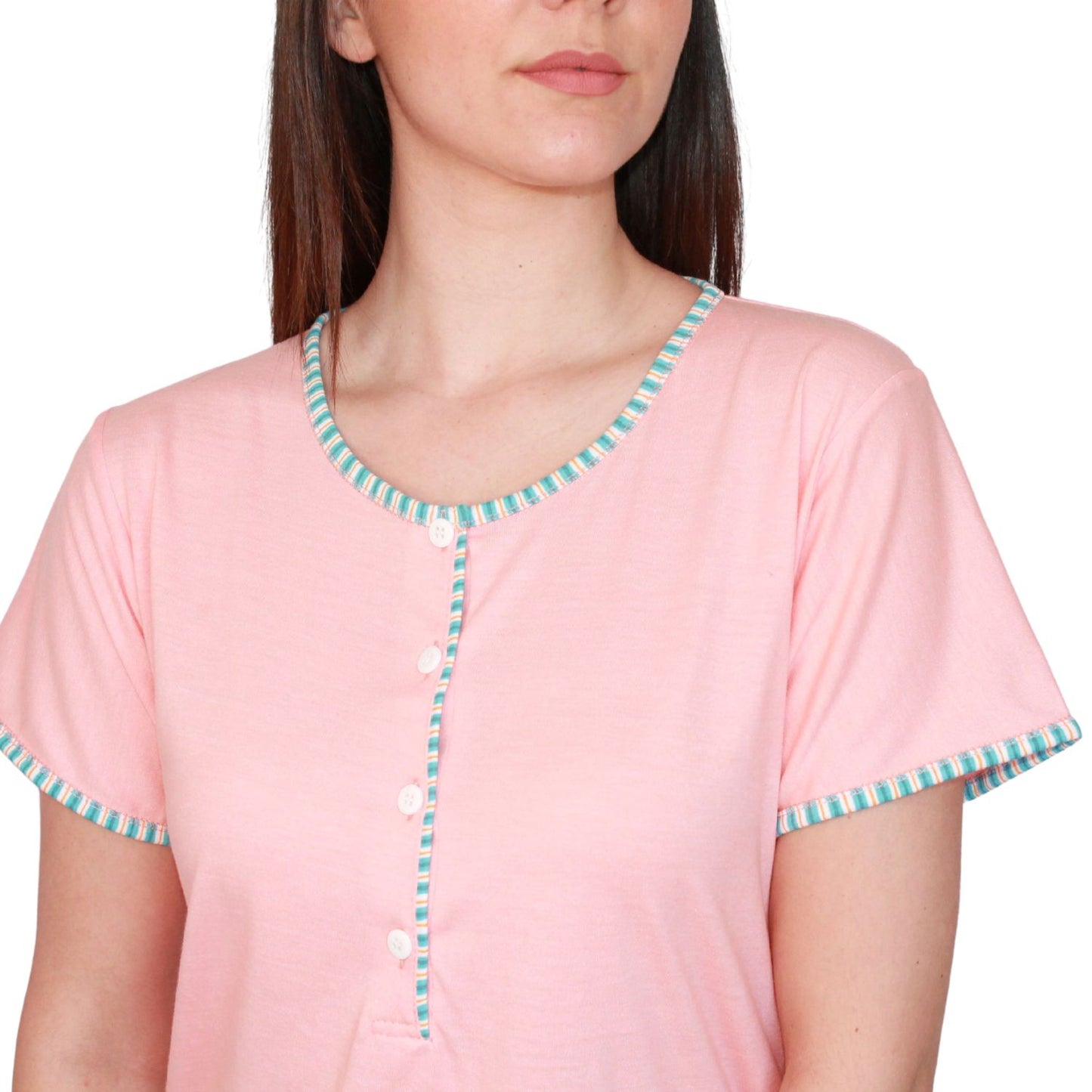Desana Camisa de Maternidade de Manga Curta Salmão