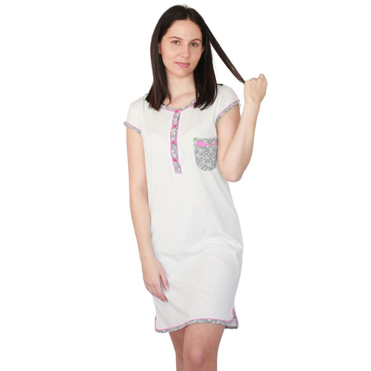 Desana Camisa de Maternidade de Manga Curta Com Laço no Bolso Cor de Rosa