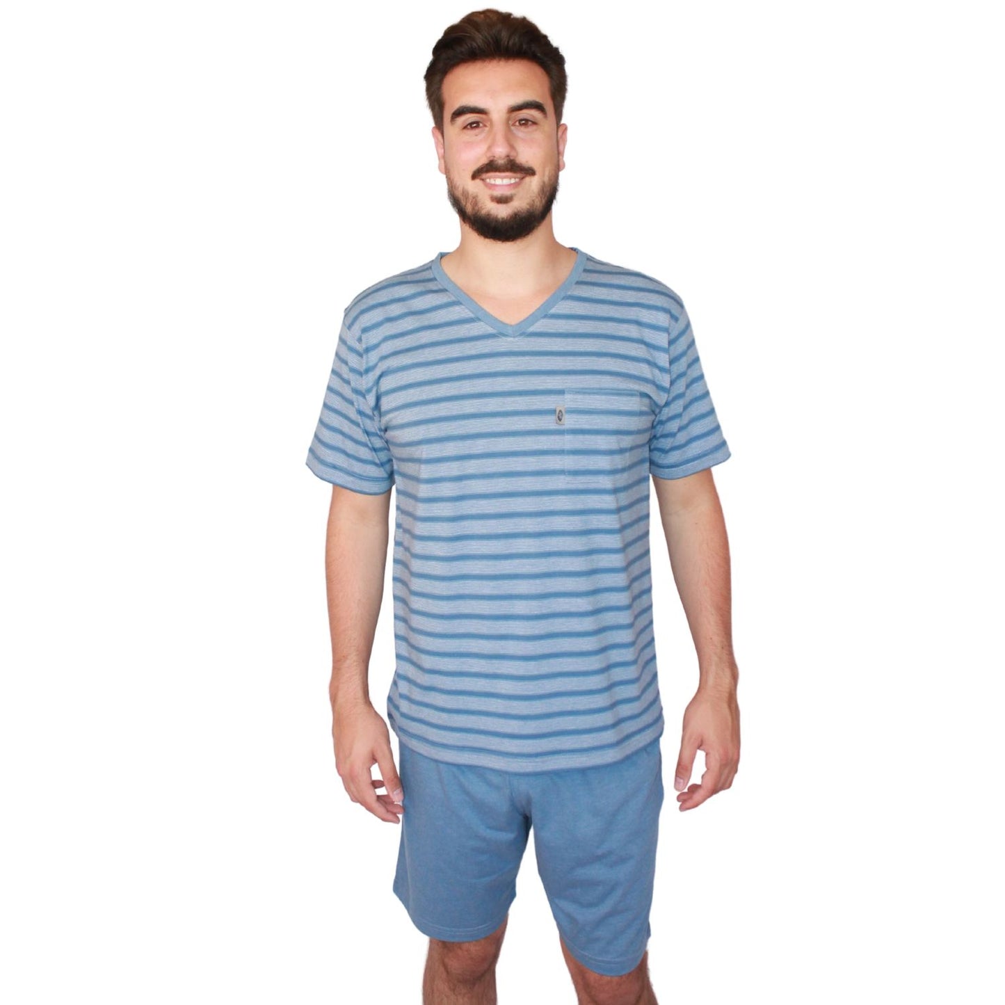 Aga Pijama Homem Manga e Calção Curtos