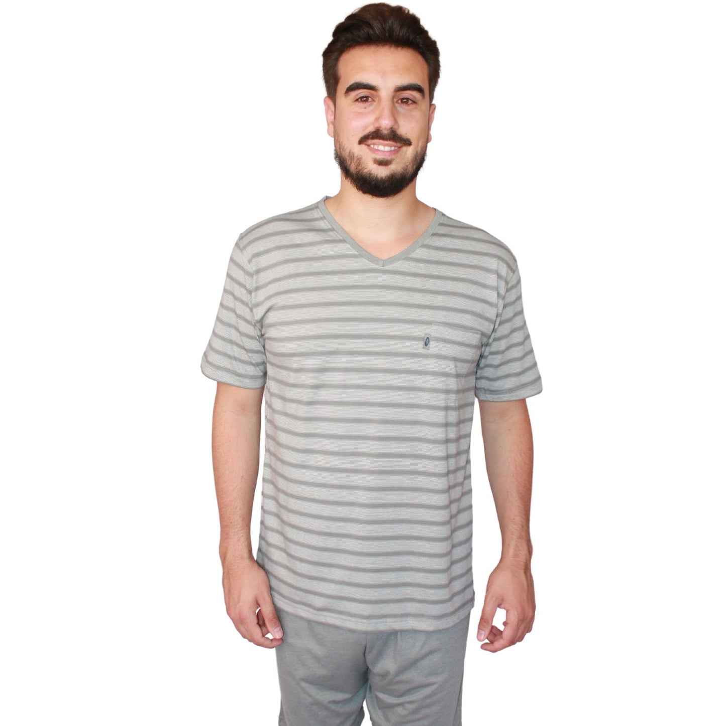 Aga Pijama Homem Manga Curta Cinzenta
