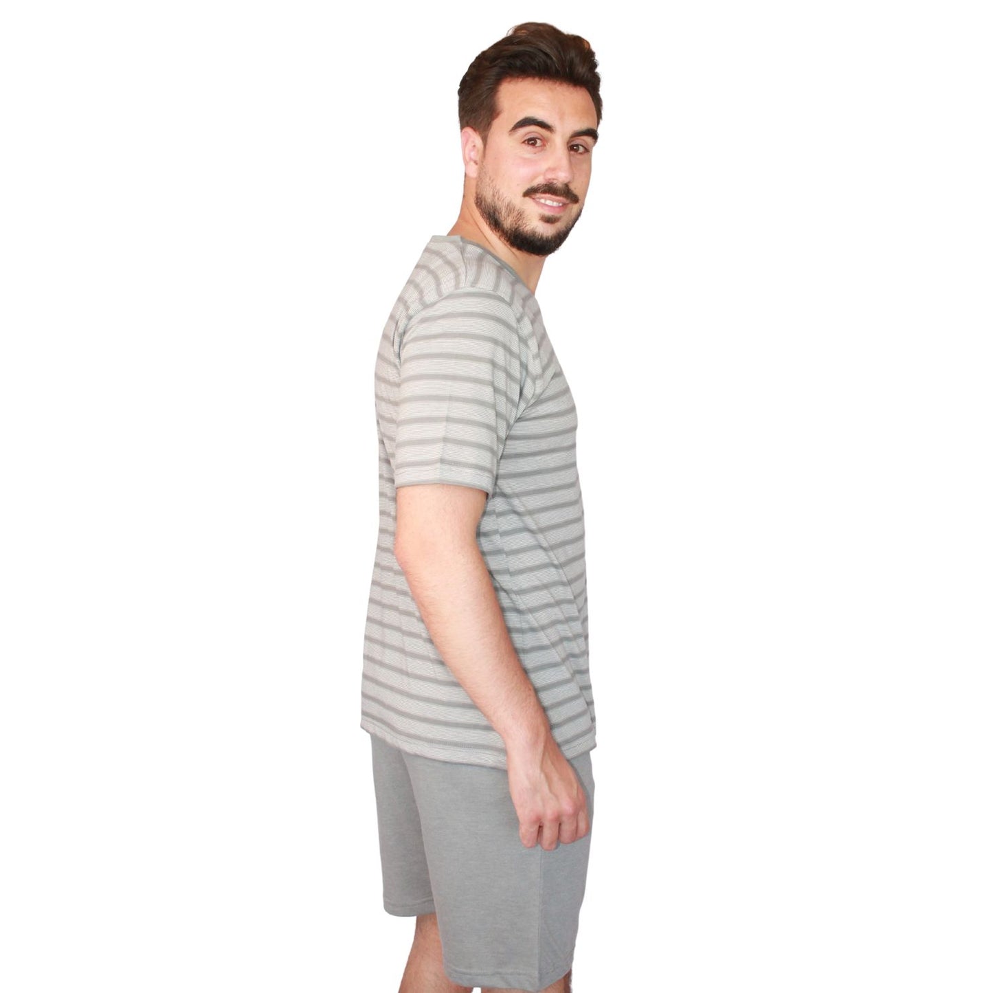 Aga Pijama Homem Manga Curta Cinzenta