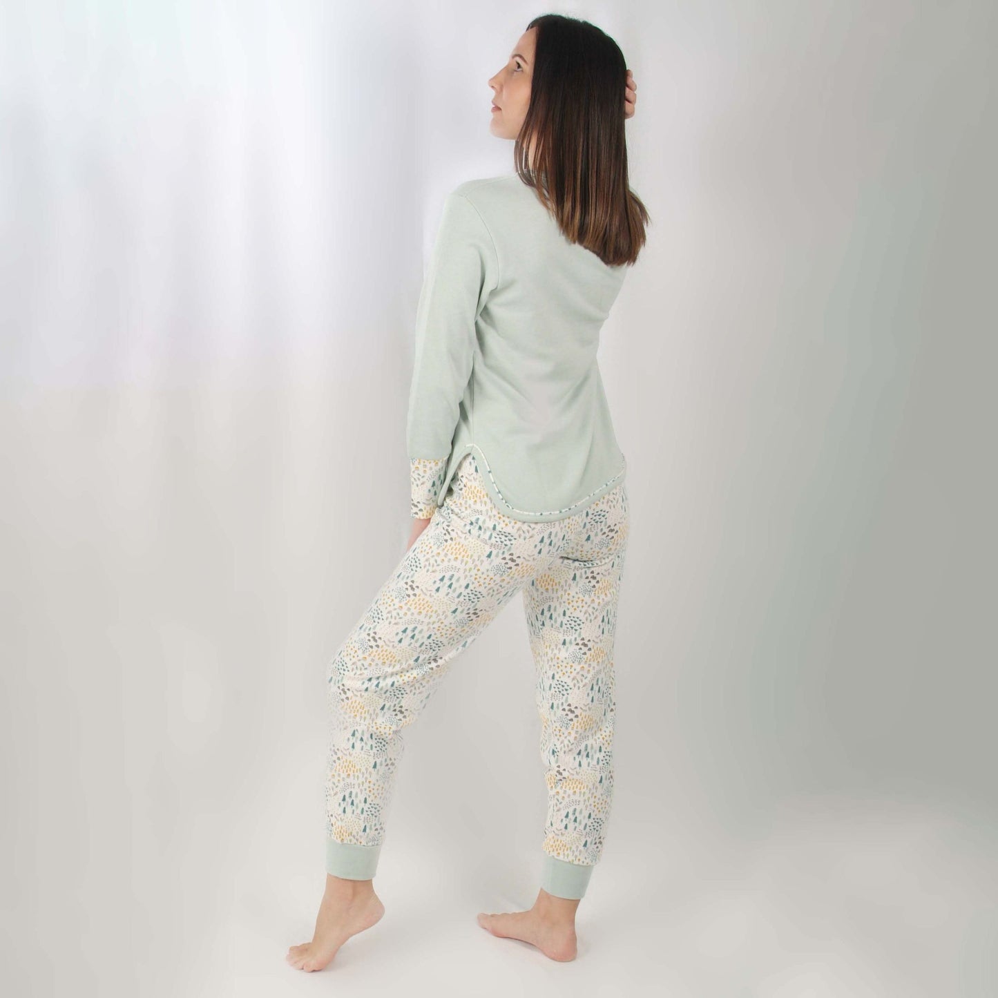 Sónia Pijama Mulher Cardado de Manga Comprida Hello Winter Verde