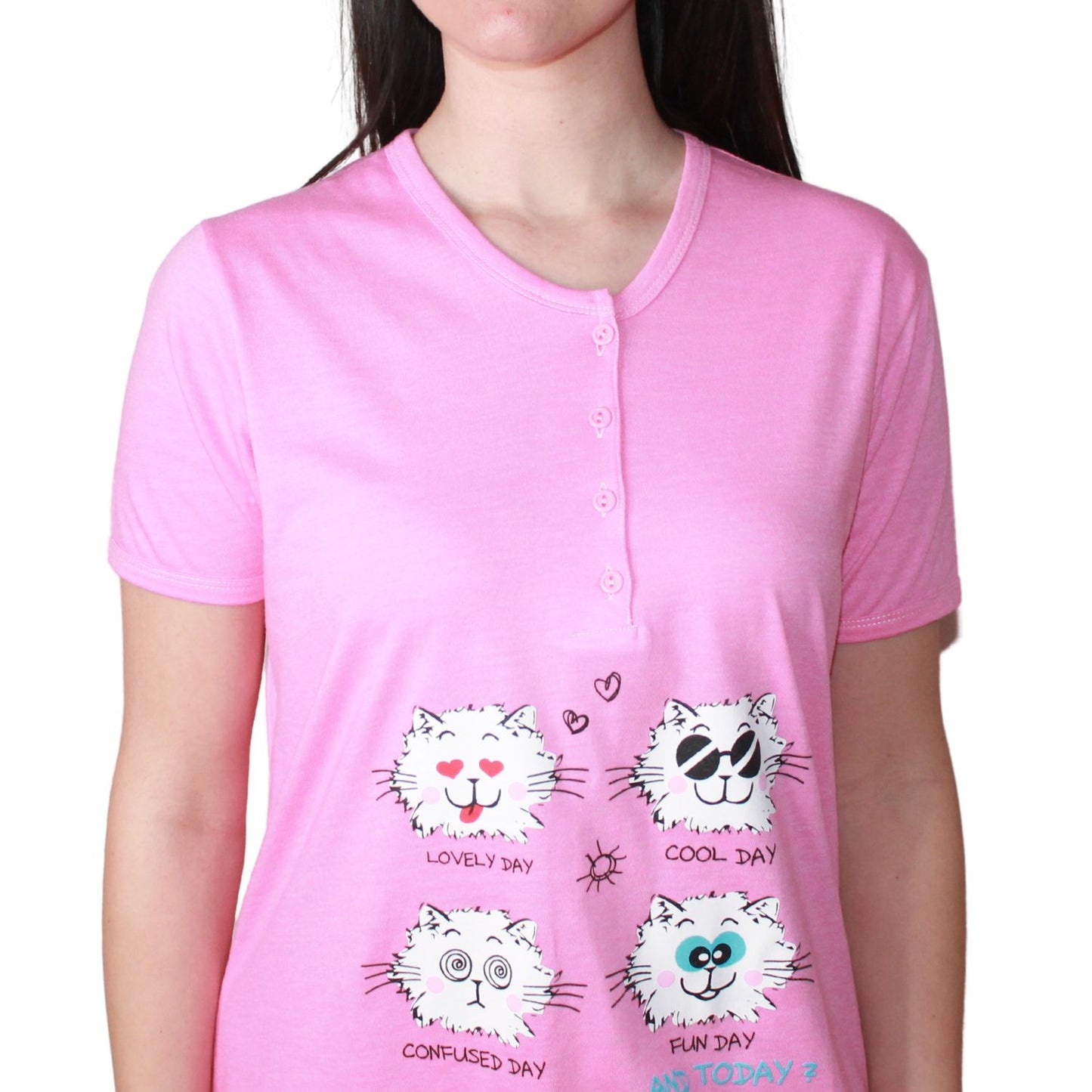 Loja do Pijama Camisa de Maternidade de Manga Curta Com Animais Rosa
