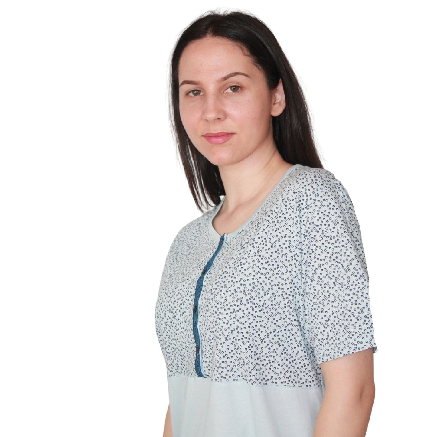 MCOVA Camisa de Dormir e Maternidade Azul