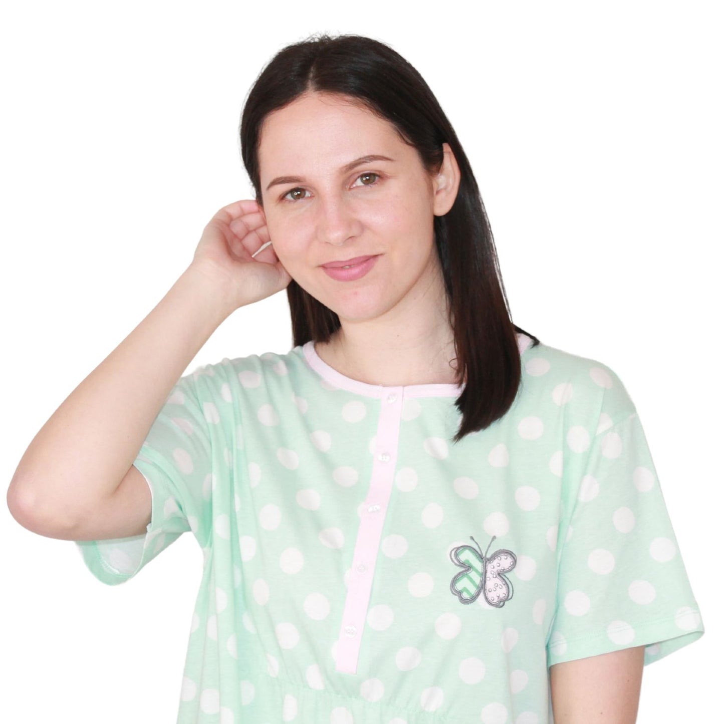 Mcova Camisa de Maternidade de Manga Curta com Borboleta Verde