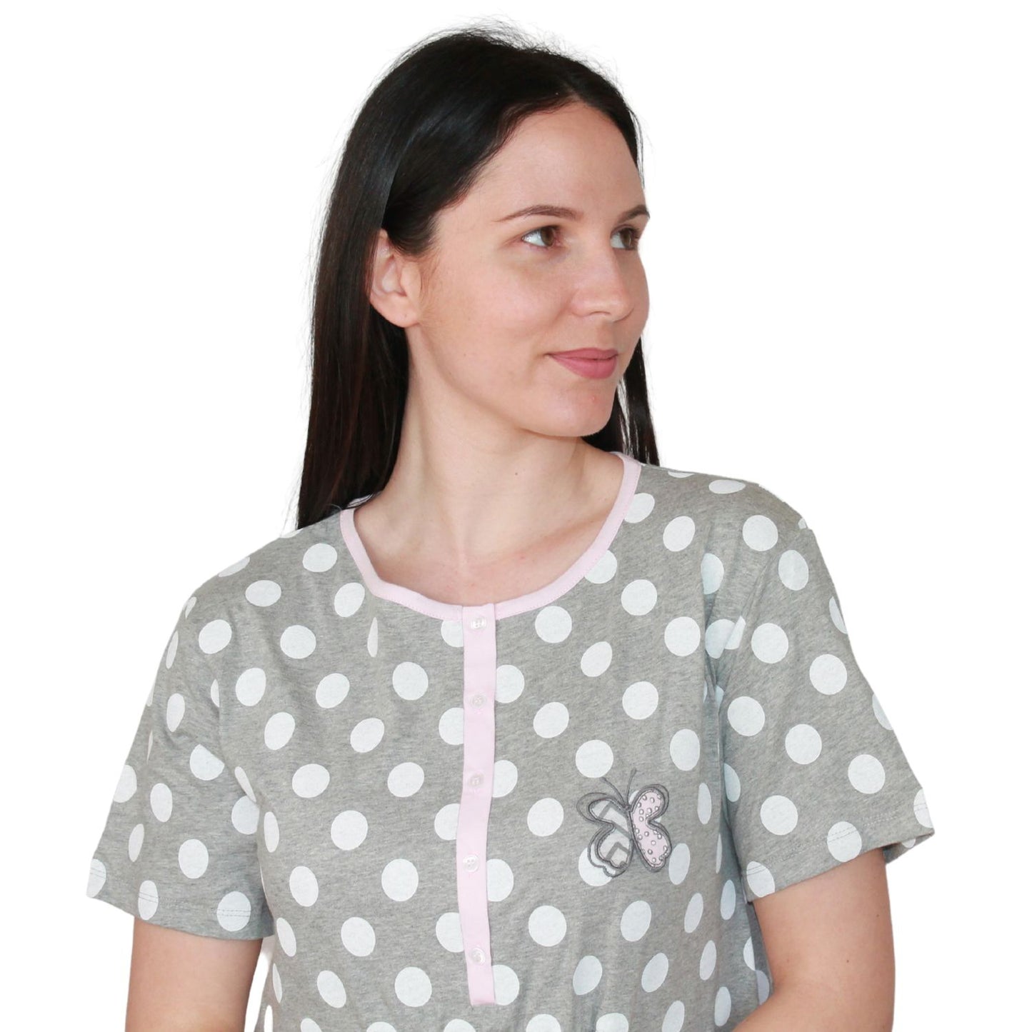 Mcova Camisa de Maternidade de Manga Curta com Padrão Cinzento