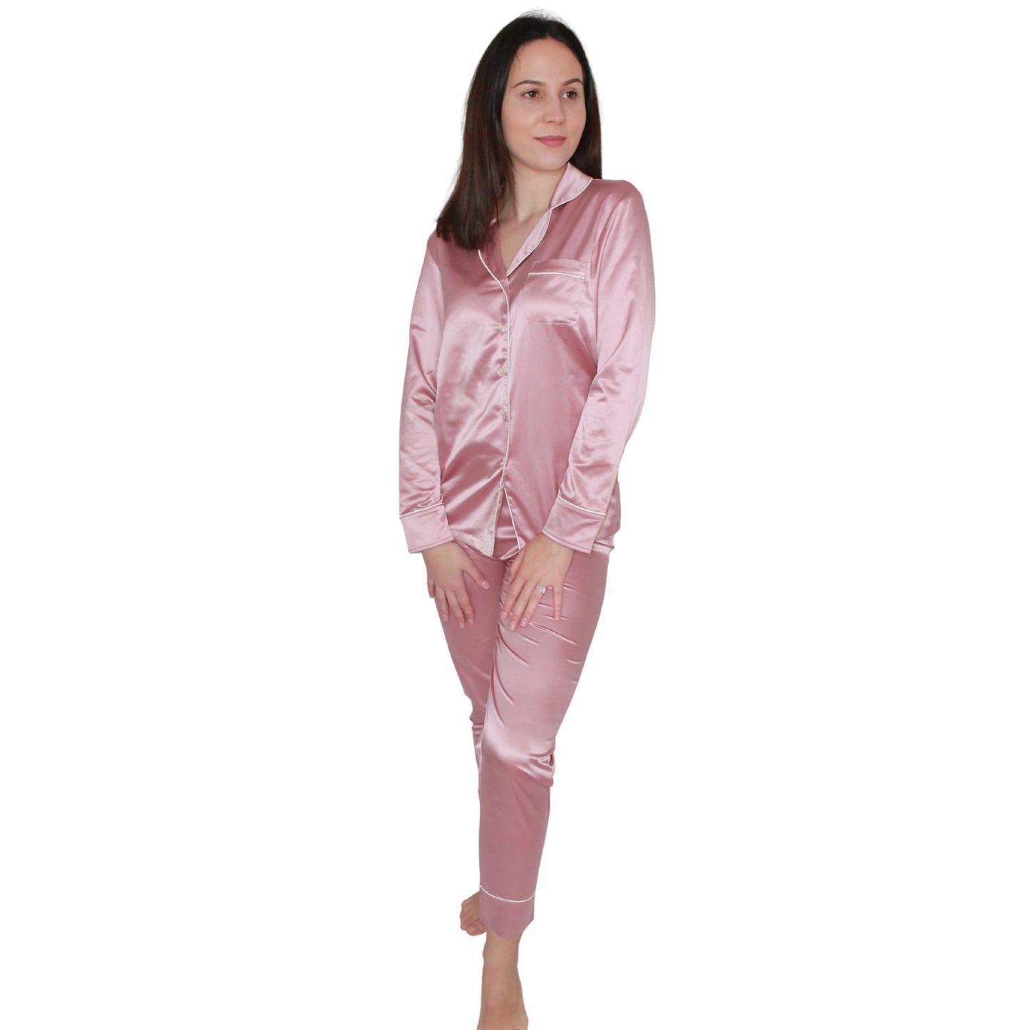 Sotela Pijama de Mulher de Cetim Rosa