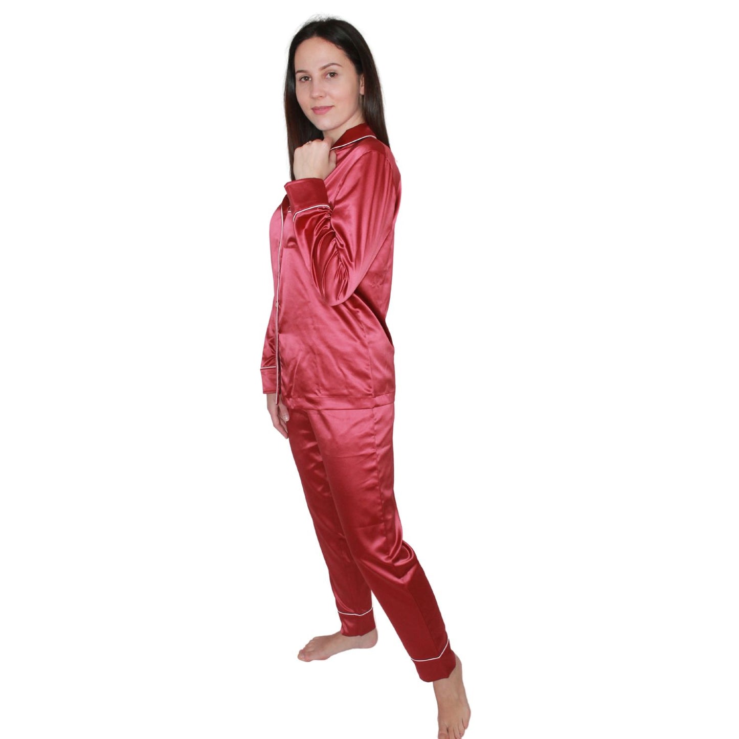 Sotela Pijama de Mulher de Cetim Bordeaux
