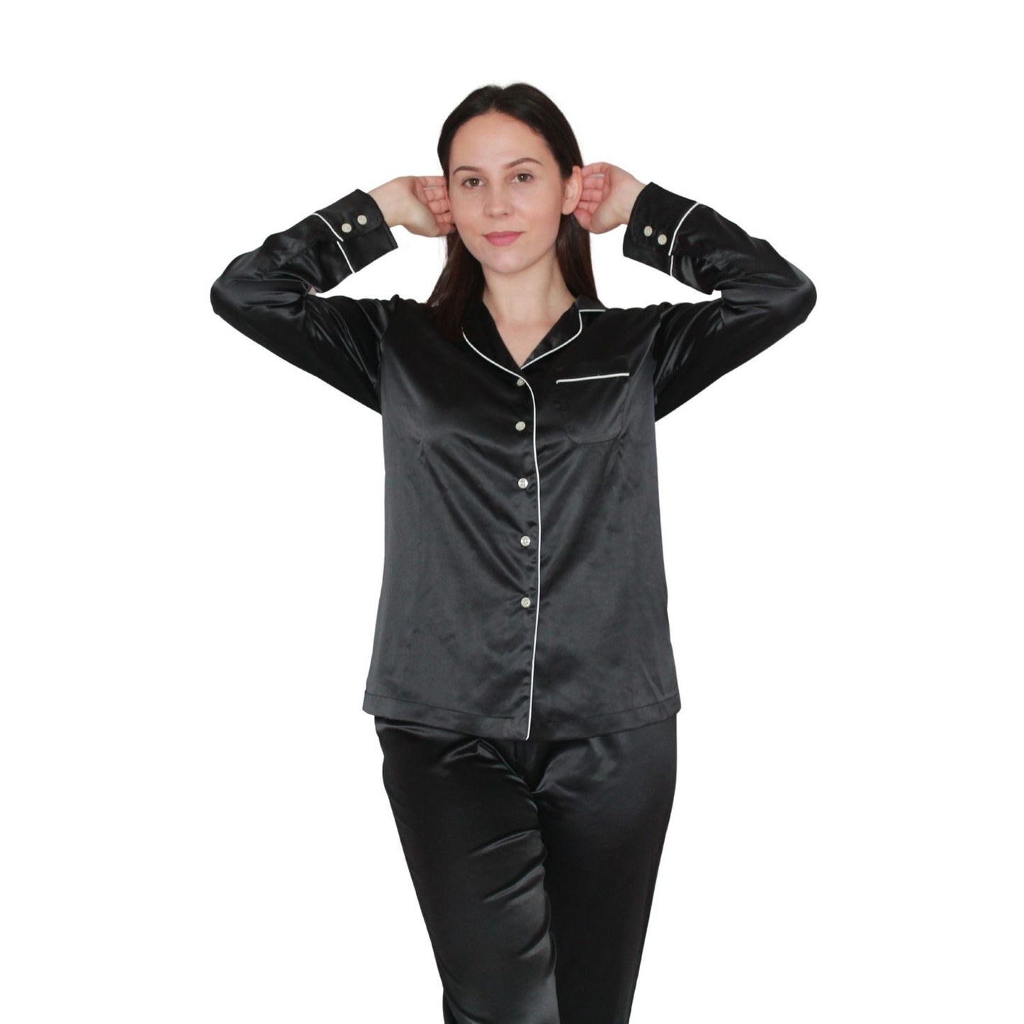 Sotela | Pijama Mulher de Cetim Preto