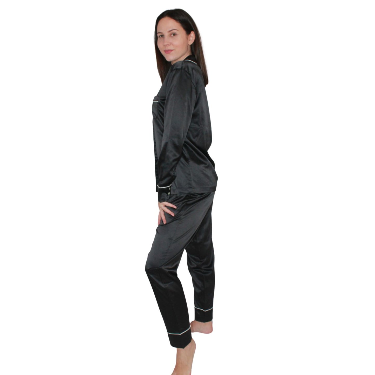 Sotela | Pijama Mulher de Cetim Preto