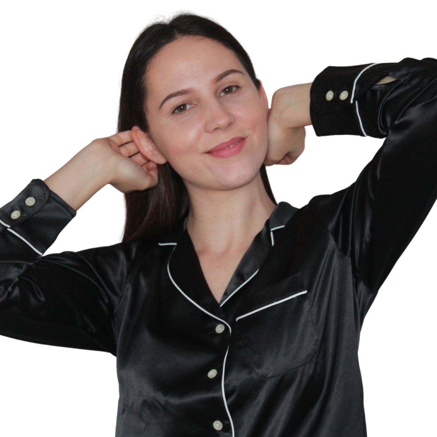 Sotela | Pijama Mulher de Cetim Preto