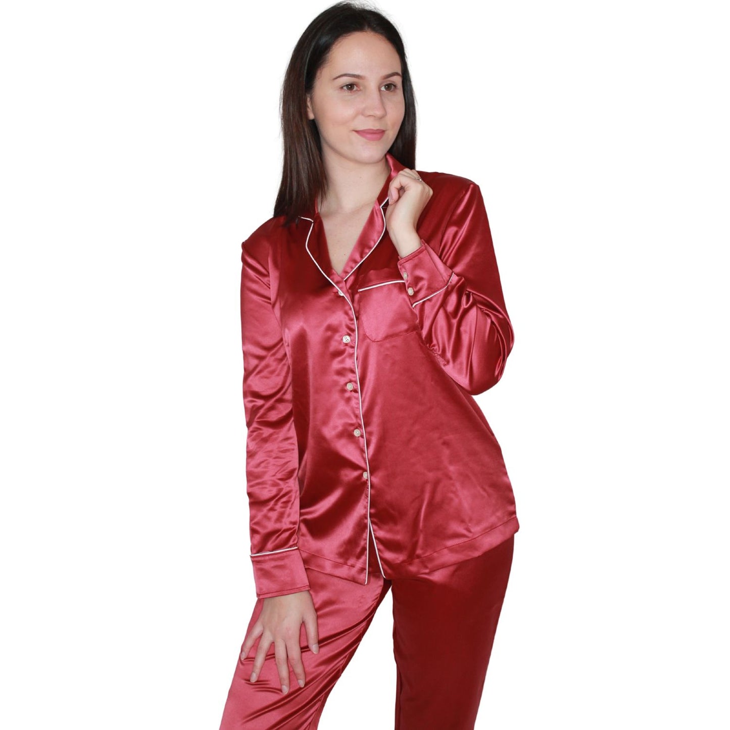 Sotela Pijama de Mulher de Cetim Bordeaux