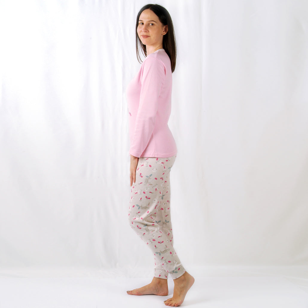 Loja do Pijama | Pijama Cardado de Manga Comprida Mocho – Mulher – Rosa
