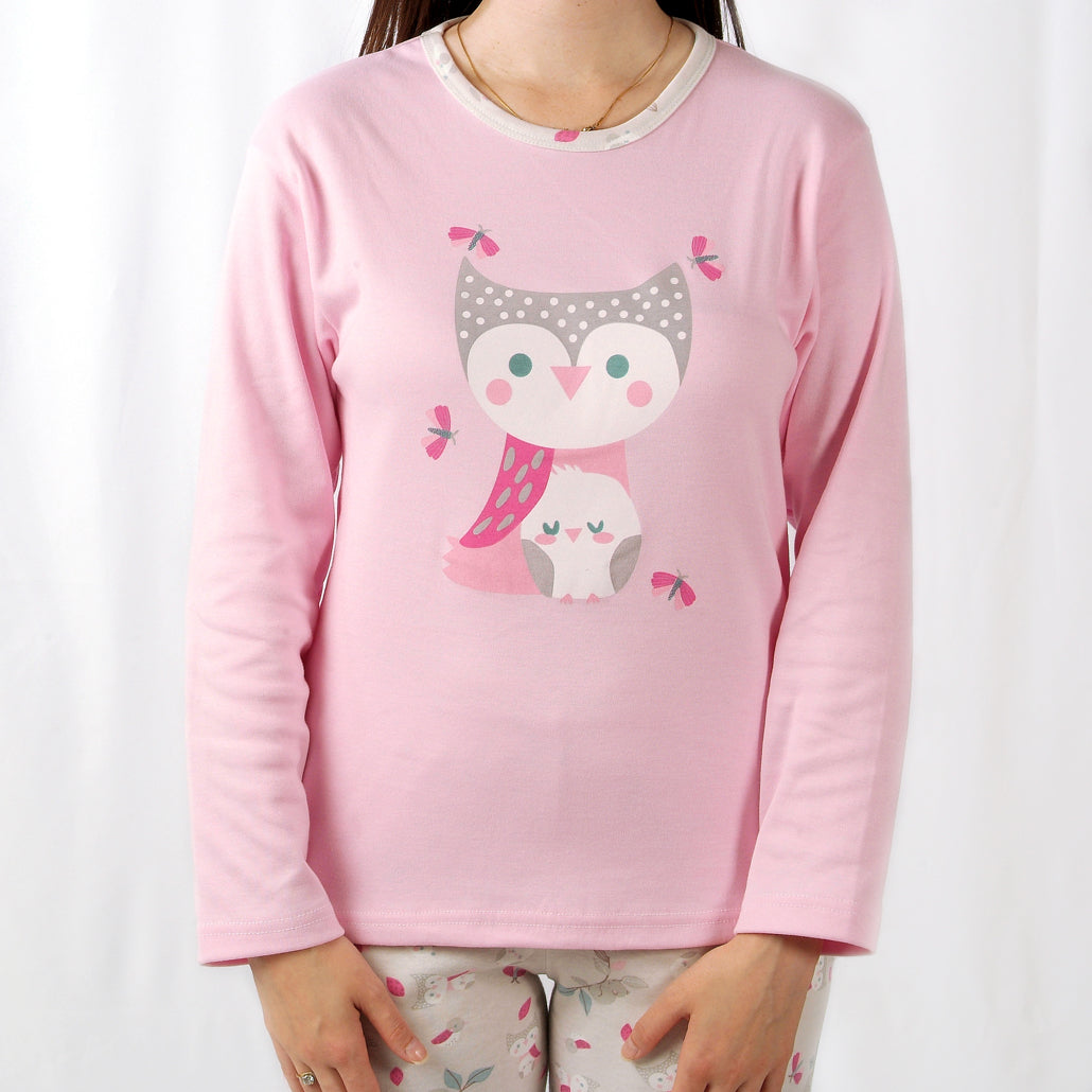 Loja do Pijama | Pijama Cardado de Manga Comprida Mocho – Mulher – Rosa