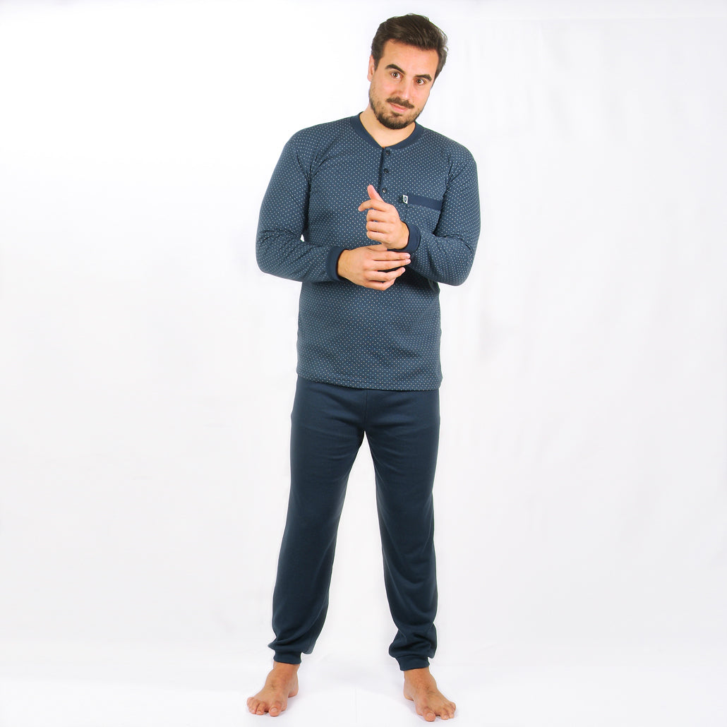 Desana | Pijama Cardado de Manga Comprida - Homem - Azul