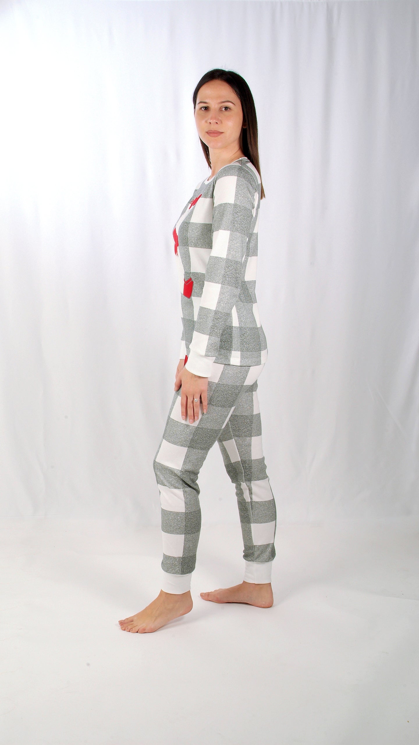 Mcova Pijama Mulher Cardado de Manga Comprida Smile Cinzento