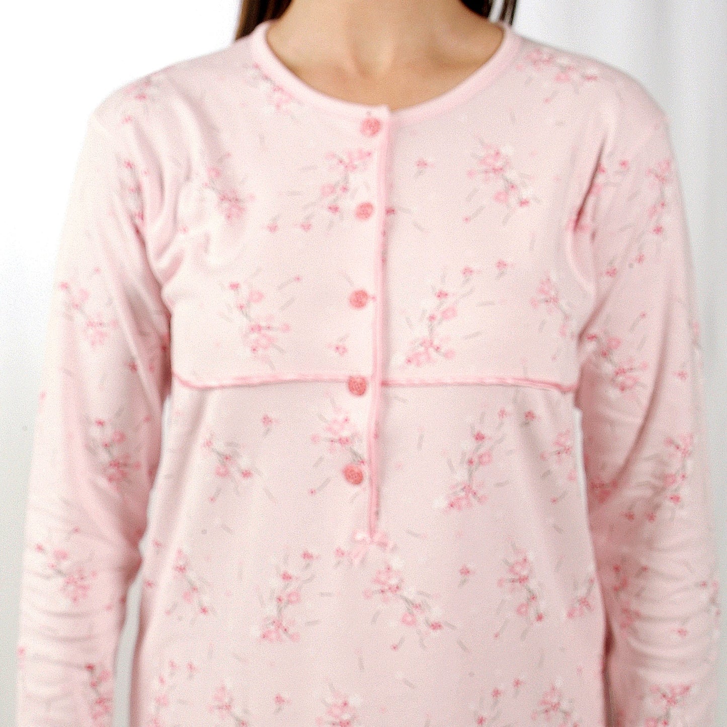 Desana Camisa de Maternidade Cardada de Manga Comprida Rosa