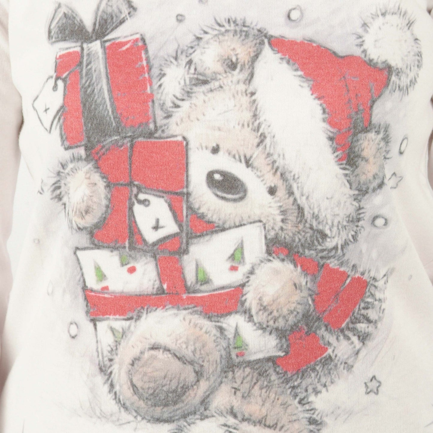 Loja Pijama Mulher Cardado de Manga Comprida Ursinho de Natal Branco