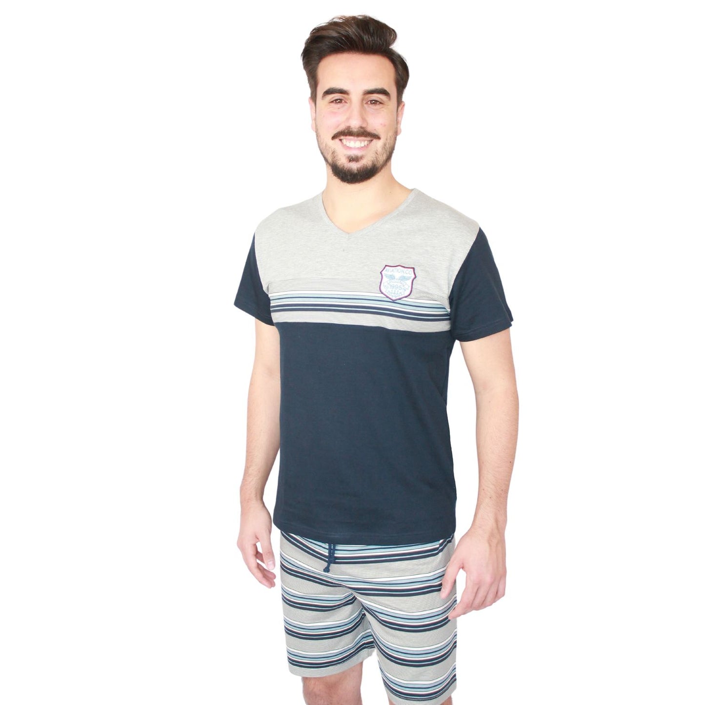 Sónia Pijama Homem Manga Curta Azul Marinho