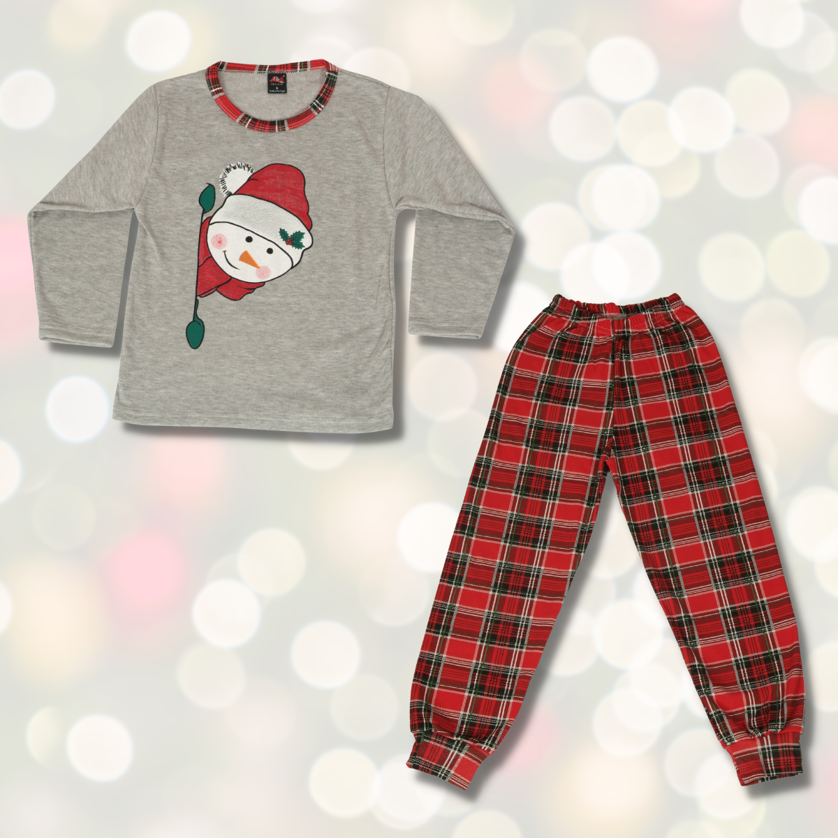 Loja do Pijama | Pijama de Natal Cardado– Manga Comprida – Criança – Vermelho