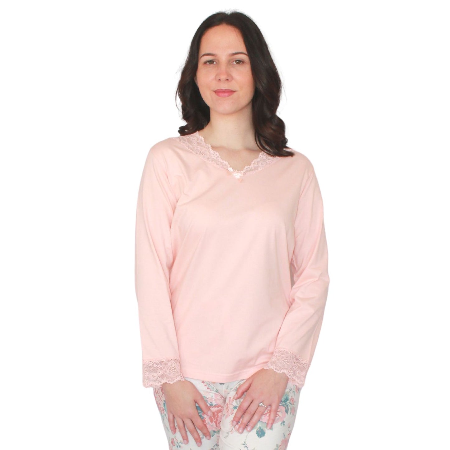 Sónia Pijama Mulher Manga Comprida Salmão
