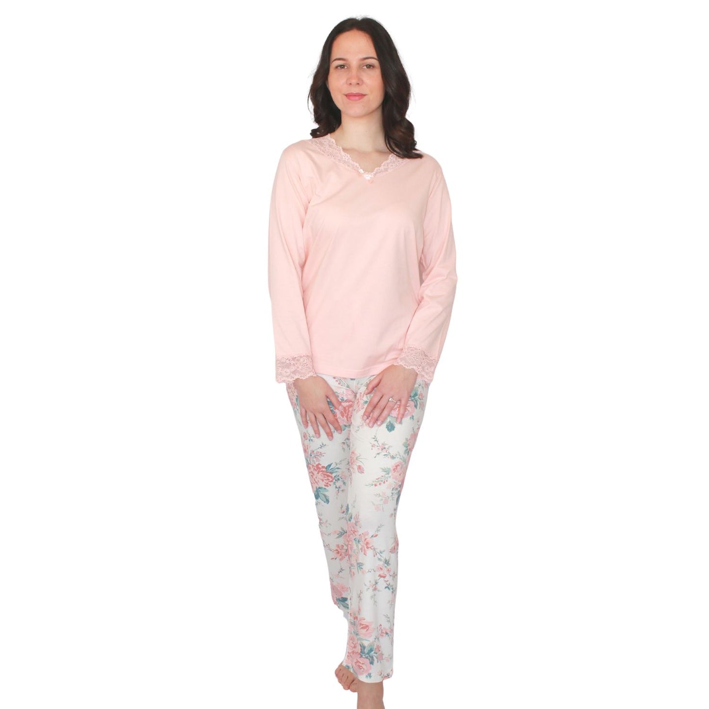 Sónia Pijama Mulher Manga Comprida Salmão
