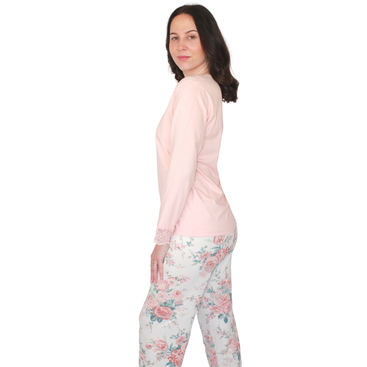 Sónia Pijama Mulher Manga Comprida Salmão